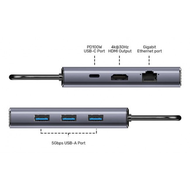 UNITEK D1113CGY01 interface hub 2 x USB 3.2 Gen 2 (3.1 Gen 2) Type-C 1000 Mbit/s Grey