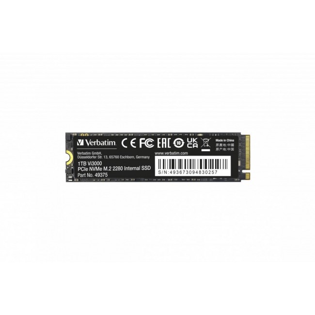 Verbatim Vi3000 PCIe NVMe M.2 SSD 1TB Verbatim Vi3000 PCIe NVMe M.2 SSD 1TB