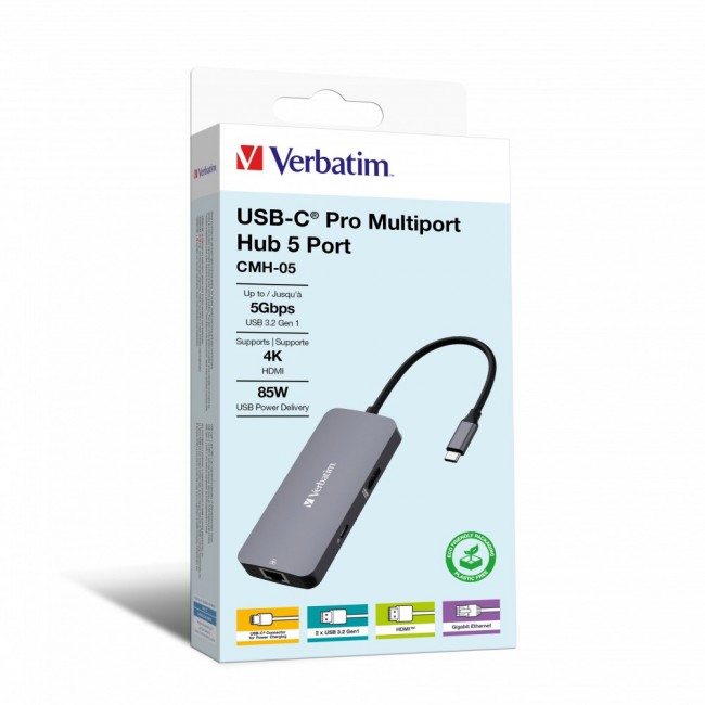 Verbatim CMH-05 USB Type-C 5000 Mbit/s Silver Verbatim CMH-05 USB Type-C 5000 Mbit/s Silver