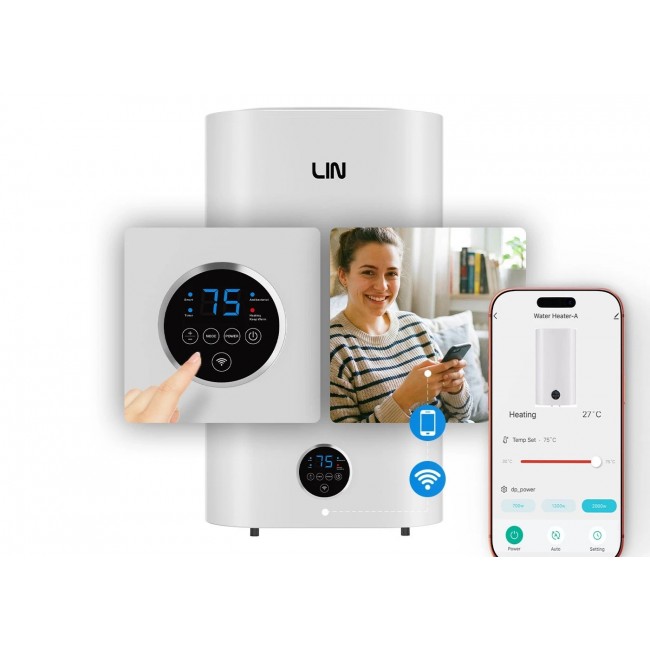 LIN LIFVD1SMWH 100L UNIVERSAL electric water heater, white, WiFi