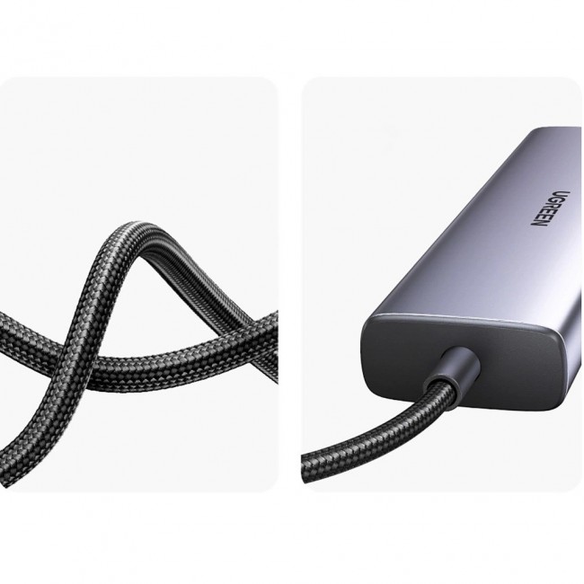 Ugreen CM512 90568 USB-C adapter 2 USB-A 3.0 / HDMI / RJ45 / SD and TF card reader / USB-C PD 100 W Grey