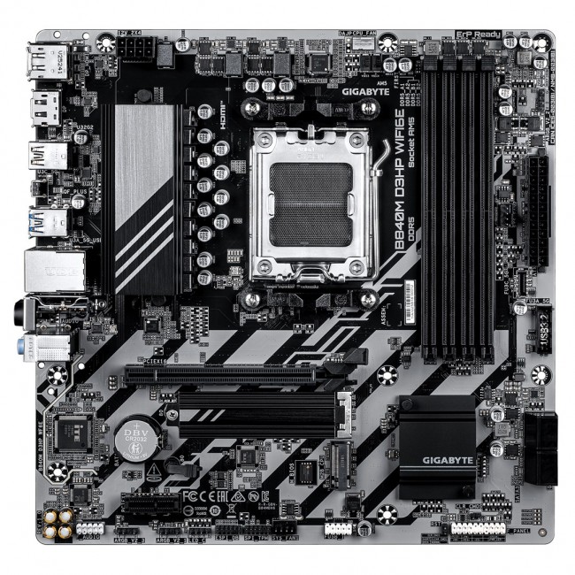 GIGABYTE B840M D3HP WIFI6E Motherboard - AMD Ryzen 9000 CPUs, 8+2+2 Phases VRM, up to 8200MHz DDR5(O.C), 2xPCIe 4.0 M.2, Wi-Fi 6E, 1GbE LAN, USB 3.2 Gen 2