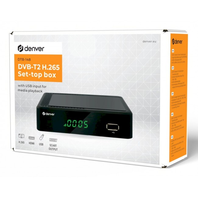 Denver DTB-148 TV set-top box Ethernet (RJ-45), Terrestrial Full HD Black