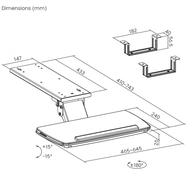 Maclean under-desk keyboard holder, adjustable, max. 5kg, white, MC-156 W Maclean under-desk keyboard holder, adjustable, max. 5kg, white, MC-156 W