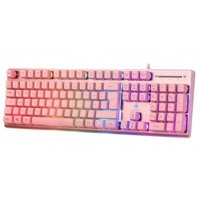 Deltaco Gaming GAM-021-RGB-P-DE keyboard USB QWERTZ German Pink