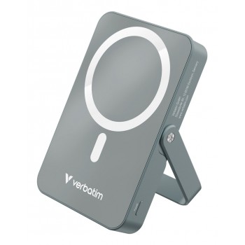 Verbatim Charge 'n' Go Magnetic Wireless Power Bank with stand - 10000 mAh Grey