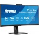iiyama ProLite 34 VA UWQHD curved monitor with a built-in Windows Hello camera and microphone, USB-C Dock, LAN, KVM-Switch and 15cm height adjustable stand