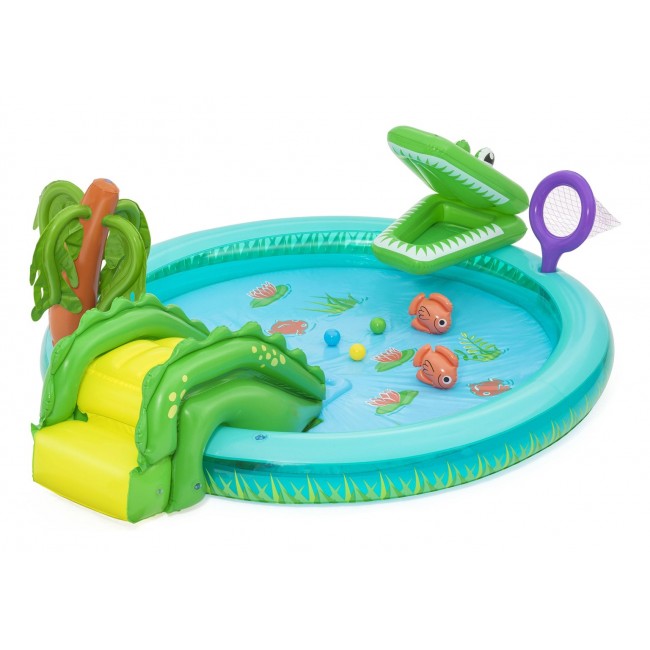 Bestway Crocodile Cove Kids Inflatable Water Play Center and Pool 2.24 m x 1.81 m x 72 cm