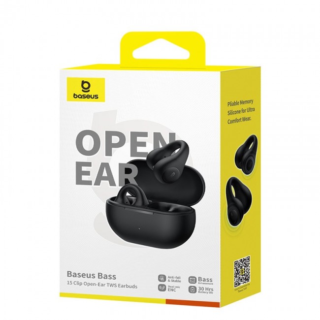 Baseus Bass 15 Clip Open Ear Headset True Wireless Stereo (TWS) In-ear Calls/Music Bluetooth Black