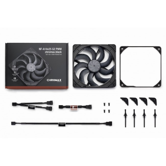 Noctua NF-A14x25 G2 PWM chromax.black Next-gen black 140mm fan Noctua NF-A14x25 G2 PWM chromax.black Next-gen black 140mm fan