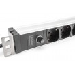 Digitus Socket strip with aluminum profile and back-up fuse, 8-way Italian output, 2 m cable IEC C14 plug