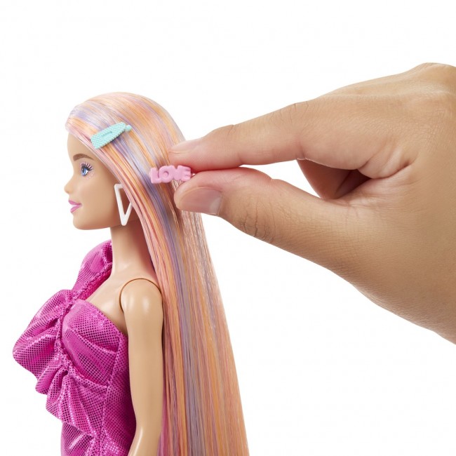 Barbie Fun & Fancy Hair Doll with Extra-Long Colorful Blonde Hair and Styling Accessories