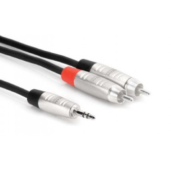 Hosa Technology HMR-010Y audio cable 3 m 3.5mm TRS 2 x RCA Black, Silver