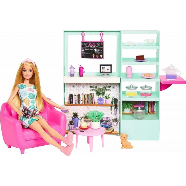 BARBIE RELAX IN CAFE SET + DOLL HKT94