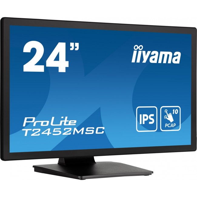 iiyama ProLite 23.8 PCAP 10pt touchscreen monitor featuring IPS panel technology, Edge-to-Edge glass design and anti fingerprint coating