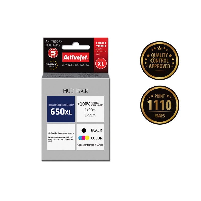 Activejet AH-M650RX Ink (replacement for HP 650 CZ101AE/CZ102AE Premium 1 x 20 ml, 1 x 21 ml 1110 pages, black, color)
