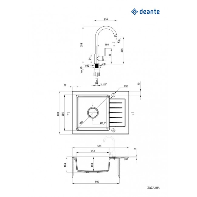 Granite sink with 1-bowl faucet with drainer Granite sink with 1-bowl faucet with drainer