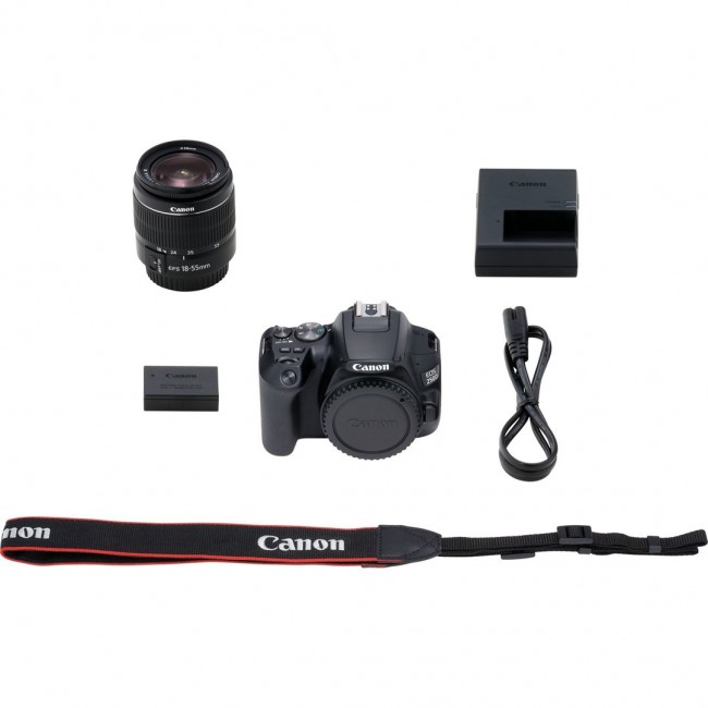Canon EOS 250D + EF-S 18-55mm f/3.5-5.6 III SLR Camera Kit 24.1 MP CMOS 6000 x 4000 pixels Black Canon EOS 250D + EF-S 18-55mm f/3.5-5.6 III SLR Camera Kit 24.1 MP CMOS 6000 x 4000 pixels Black