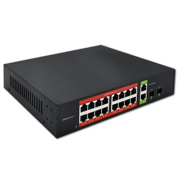 Qoltec Prze ącznik sieciowy SWITCH Gigabit Ethernet PoE | 16x RJ45 | 2x RJ45 Uplink | 2x SFP | 1000Mb/s