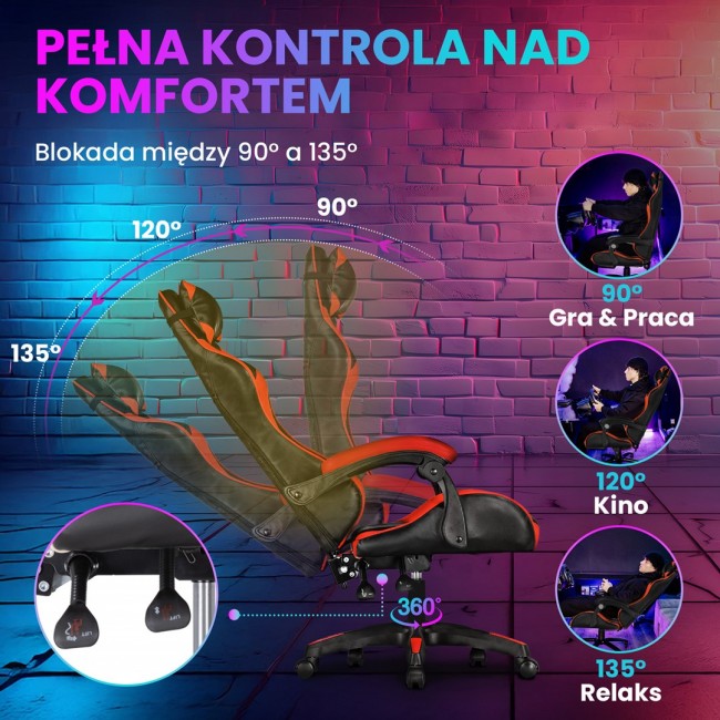 Extralink Gaming | Gaming Chair | office, rotary, bucket, black and red, G-522