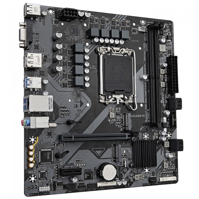 GIGABYTE B760M E Motherboard - Supports 14th Gen. Intel Core CPUs, 6+1+1 phases VRM, up to 7200MHz DDR5 (OC), 2xPCIe 4.0 M.2, 1 GbE LAN, USB 3.2 Gen 1 GIGABYTE B760M E Motherboard - Supports 14th Gen. Intel Core CPUs, 6+1+1 phases VRM, up to 7200MHz DDR5 (OC), 2xPCIe 4.0 M.2, 1 GbE LAN, USB 3.2 Gen 1