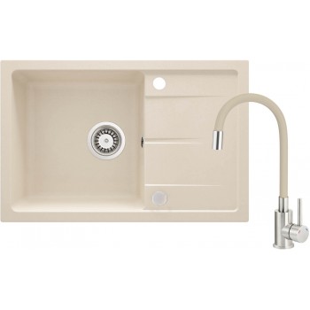 Granite sink with faucet and flexible spout