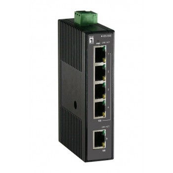 LevelOne 5-Port Fast Ethernet Industrial Switch, DIN-Rail, -20 C to 70 C
