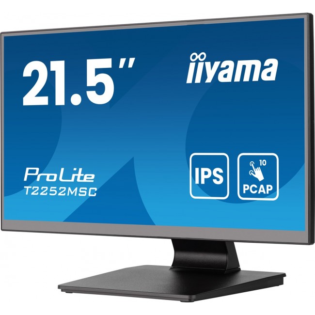 iiyama ProLite 21.5 PCAP 10pt Touchscreen monitor featuring IPS panel technology, Edge-to-Edge glass design and Anti Glare coating