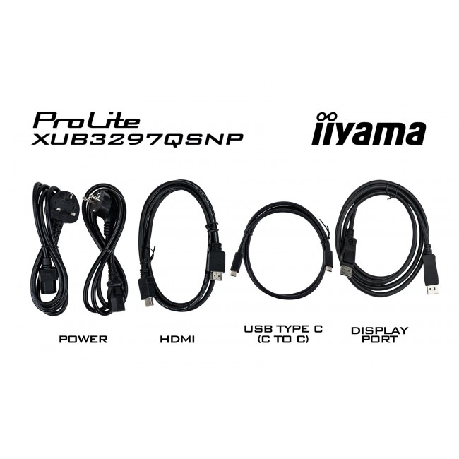 iiyama ProLite 32 QHD IPS technology panel with RJ45 (LAN), KVM Switch and USB-C Dock with 95W power delivery