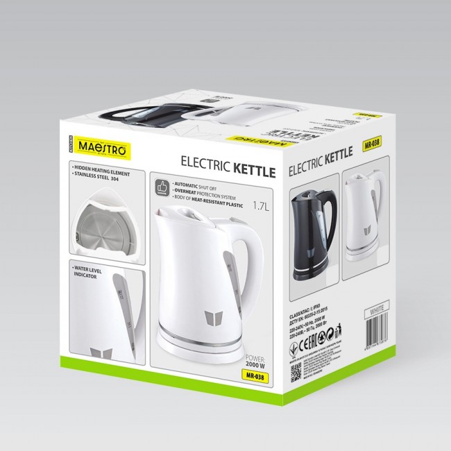 Maestro MR-038-White Electric Kettle 1,7 L