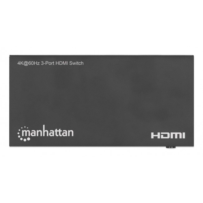 Manhattan 4K@60Hz 3-Port HDMI Switch, Switches Between Three HDMI Inputs on One HDMI Output (3x1), 18G, Automatic and Manual Switching, IR Remote Control, Black