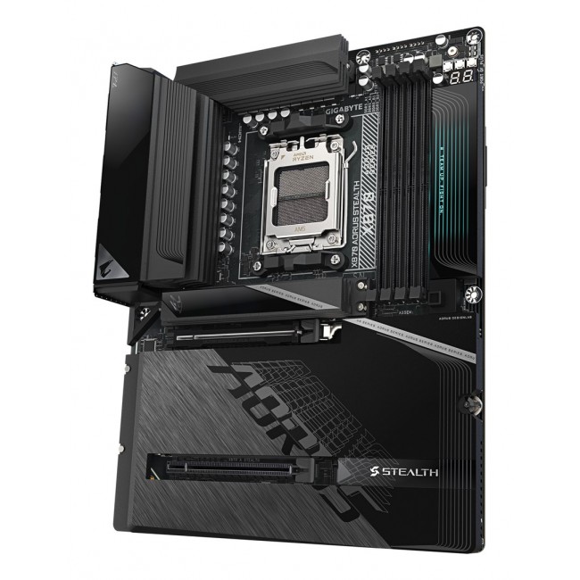 GIGABYTE X870 AORUS STEALTH Motherboard - Supports AMD Ryzen 9000 CPUs, 16+2+2 Phases Digital VRM, up to 8200Hz DDR5 (OC), 2xPCIe 5.0 + 2xPCIe 4.0, Wi-Fi 7, 5 GbE LAN, USB 4