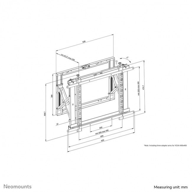 Neomounts WL95-800BL1 Videowall wall mount 42-70