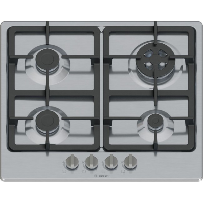 Bosch Serie 4 PGH6B5K90 hob Stainless steel Built-in 58 cm Gas 4 zone(s) Bosch Serie 4 PGH6B5K90 hob Stainless steel Built-in 58 cm Gas 4 zone(s)