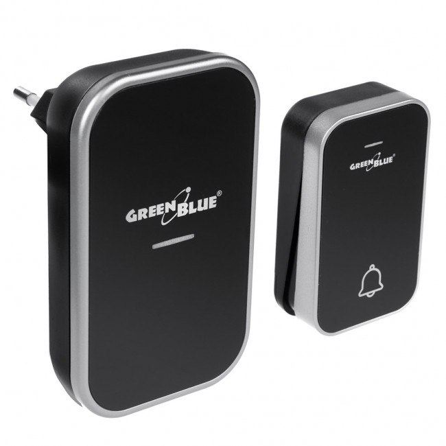 GreenBlue GB157 B Kinetic Battery-free Wireless Dorr Bell, Melodies, Black, Range up to 200m, IP44 GreenBlue GB157 B Kinetic Battery-free Wireless Dorr Bell, Melodies, Black, Range up to 200m, IP44