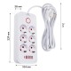 Maclean power strip, 6 socket extension + 4xUSB, 110-240V AC 50/60Hz, 2.1A max 2500W, 3m, white, MCE391 W