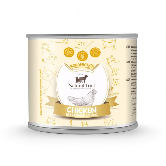 NATURAL TRAIL Cat Monoprotein Chicken - wet cat food - 185g