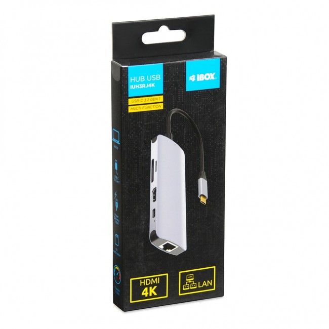 iBox IUH3RJ4K interface hub USB Type-C 5000 Mbit/s Silver