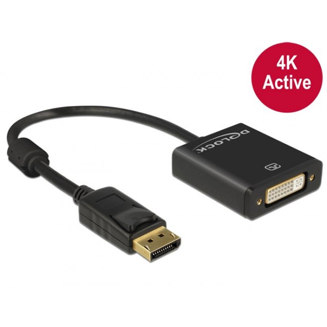 DeLOCK 62599 video cable adapter 0.2 m DisplayPort DVI-I Black