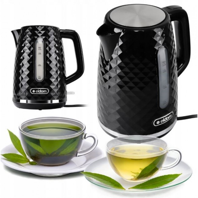 C280C ELDOM Kettle ELLI, capacity 1.7 l, power 2200 W, black, strix, black C280C ELDOM Kettle ELLI, capacity 1.7 l, power 2200 W, black, strix, black