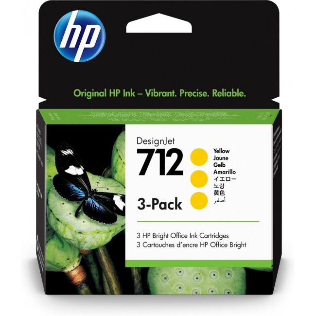 HP 712 3-pack 29-ml Yellow DesignJet Ink Cartridge HP 712 3-pack 29-ml Yellow DesignJet Ink Cartridge