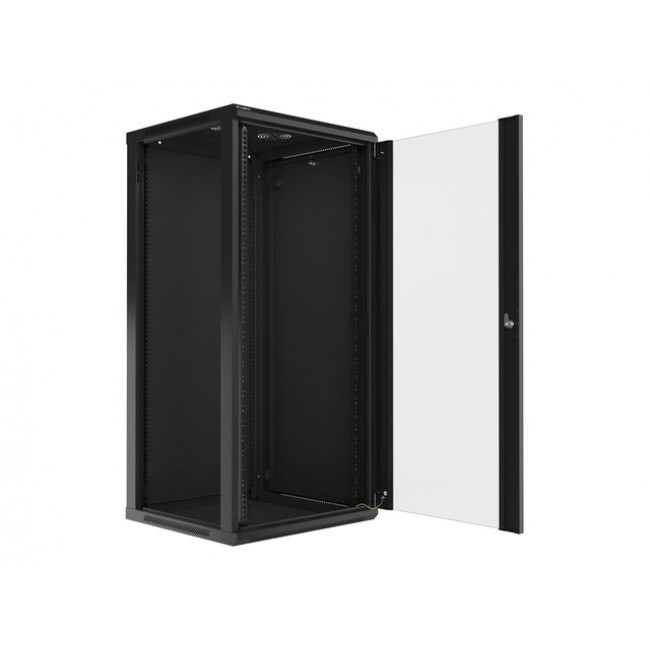 Lanberg wall-mounted installation rack cabinet 19'' 27U 600x600mm black (glass door)