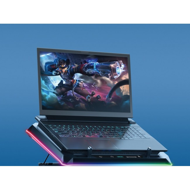 Conceptronic THYIA04B Gaming Laptop Cooling Pad, RGB, Sealed Foam, Mobile Holder