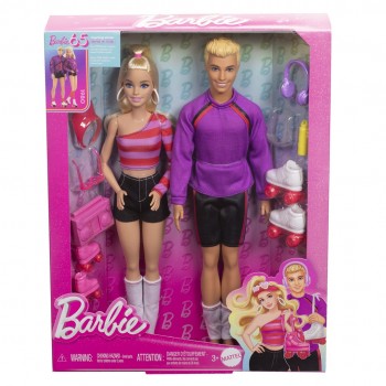 Barbie Fashionistas 2 Doll & 6 Accessories Set, Roller-Skating Theme, 65th Anniversary