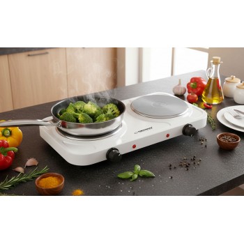 Esperanza EKH010W Adjustable electric cooker, 2 heating fields, white