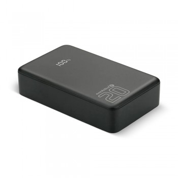 Powerbank 20 000mAh, 1x USB, 2x USB-C, 20W, QC4+, LCD screen, black