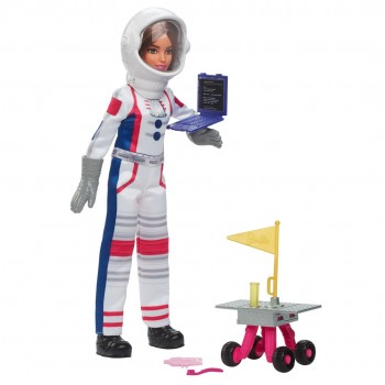 Barbie 65th Anniversary Doll & 10 Accessories, Astronaut Set with Brunette Doll