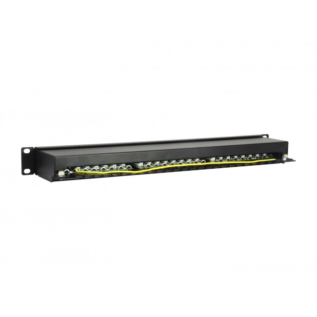 Equip 24-Port Cat.5e Shielded Patch Panel, Black Equip 24-Port Cat.5e Shielded Patch Panel, Black