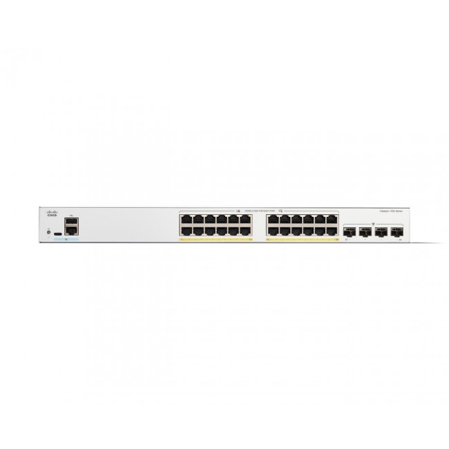 Cisco Catalyst 1300-24FP-4G Managed Switch, 24 Port GE, Full PoE, 4x1GE SFP, Limited Lifetime Protection (C1300-24FP-4G)