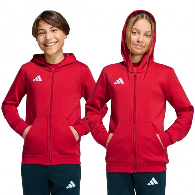 Bluza dla dzieci adidas Entrada 26 Full Zip Hoodie czerwona KH1781 152cm Bluza dla dzieci adidas Entrada 26 Full Zip Hoodie czerwona KH1781 152cm